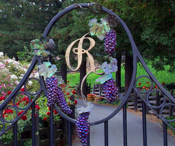 Rafanelli Winery Bronze Grape Cluster Sculpture Gate